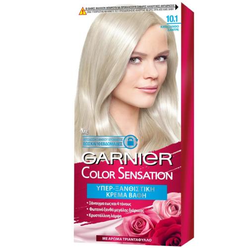 Garnier Color Sensation Permanent Hair Color Kit Μόνιμη Κρέμα Βαφή Μαλλιών με Άρωμα Τριαντάφυλλο 1 Τεμάχιο - 10.1 Κατάξανθο Σαντρέ
